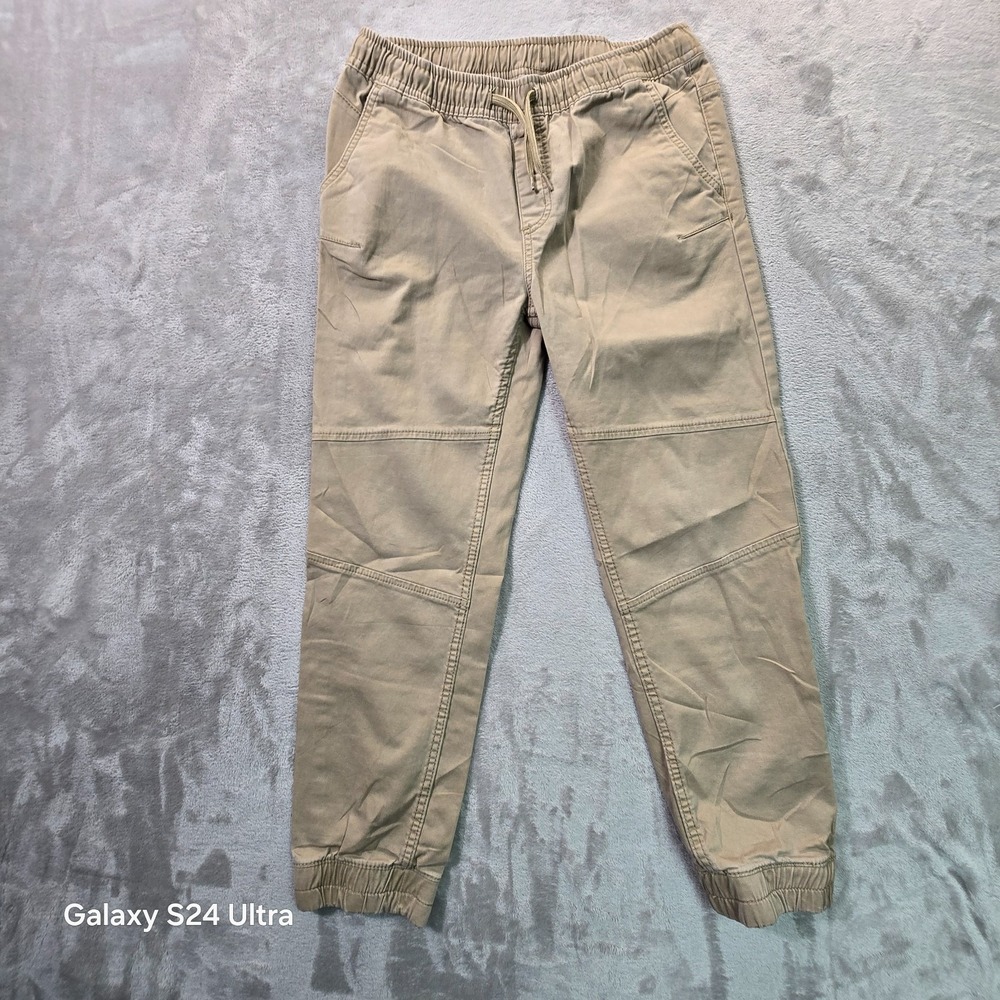 Wonder Nation Jogger Pants Boys Large 10-12 Beige Mid Rise Athletic Drawstring